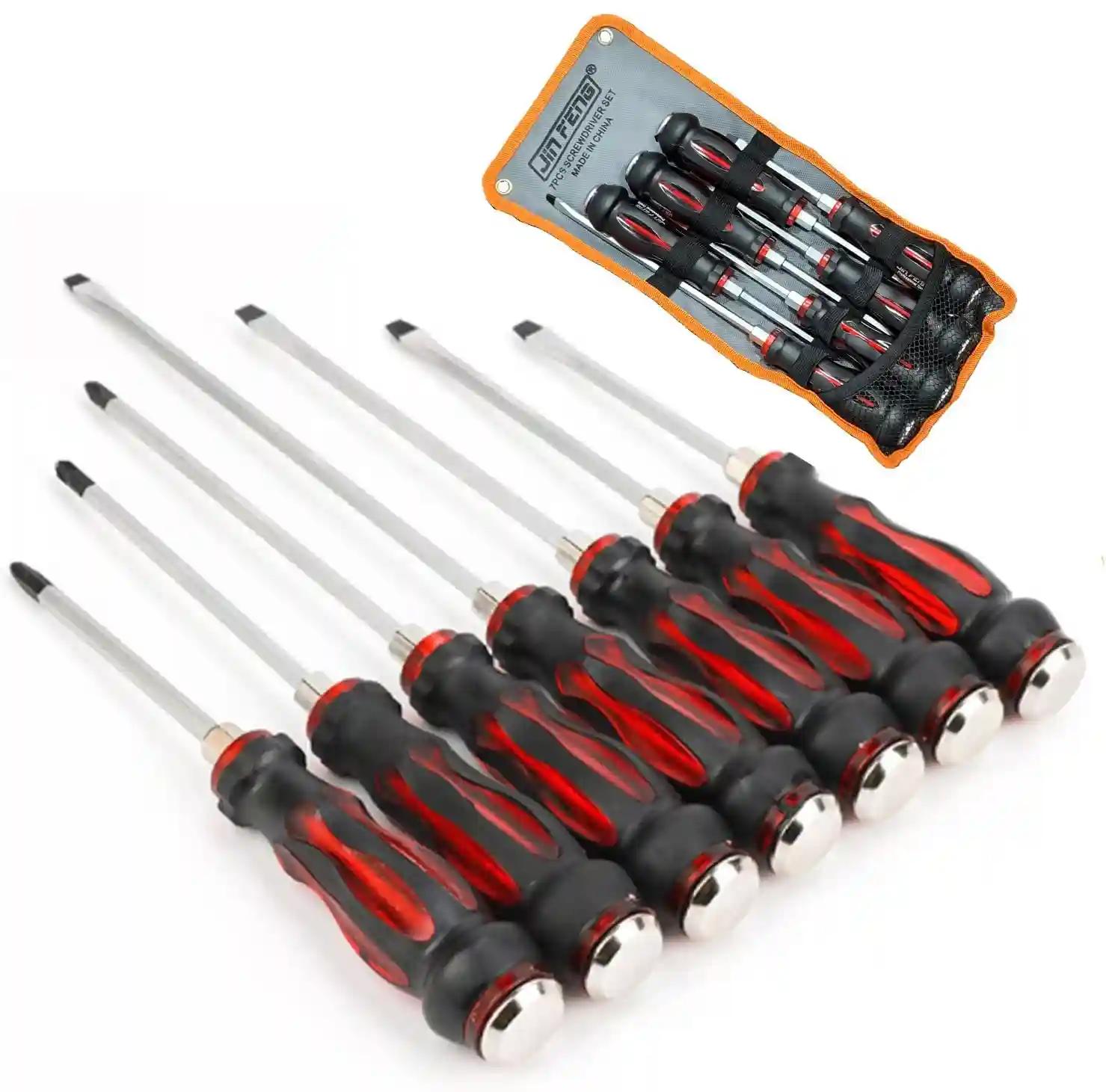 7 Pcs Magnetic Heavy Duty striking screwdriver set Ergonomic Hand Grip Professional Chrome Vanadium (CR-V) Material Repairing Chiselling and Loosening Seized Screws (7pcs Set)