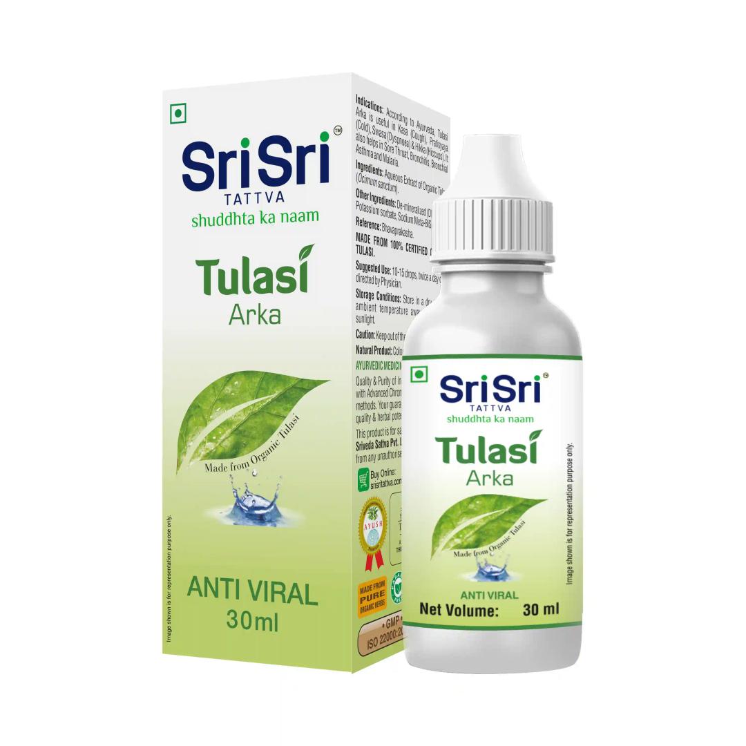 Sri Sri Tattva Tulasi Arka - Ayurvedic Anti Viral Drop | Natural Immunity Booster For Adults | Strengthens Respiratory System | 30Ml | Pack Of 2