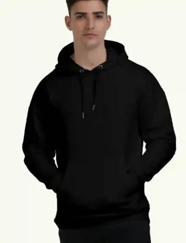 Everyday Essentials - Unisex Oversized Plain hooded sweatshirt hoodie - Black