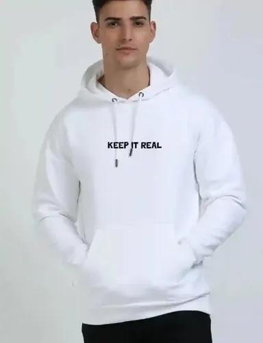 Keep it real - Unisex Oversized White hooded sweatshirt - Hoodie