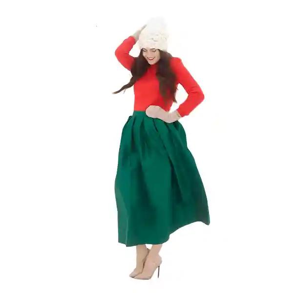 Celebrity Style Emerald Green  Silk Taffeta Skirt - Perfect for Christmas Parties & Special Events-XS