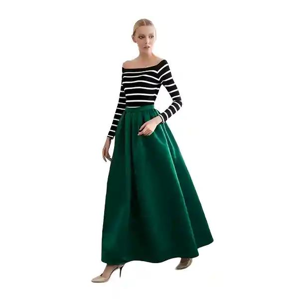 Silk Taffeta Emerald Green Maxi Skirt – Perfect for Weddings and Special Parties-S