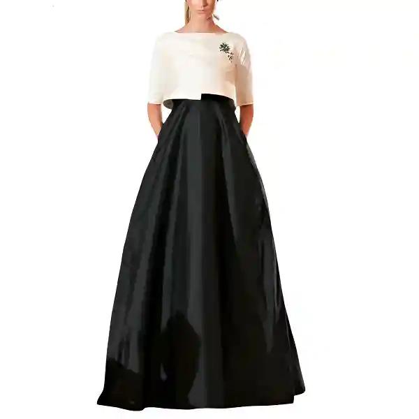 Handmade Black Silk Taffeta Maxi Skirt with Pockets - Ideal for Christmas Parties & Special Events-XS