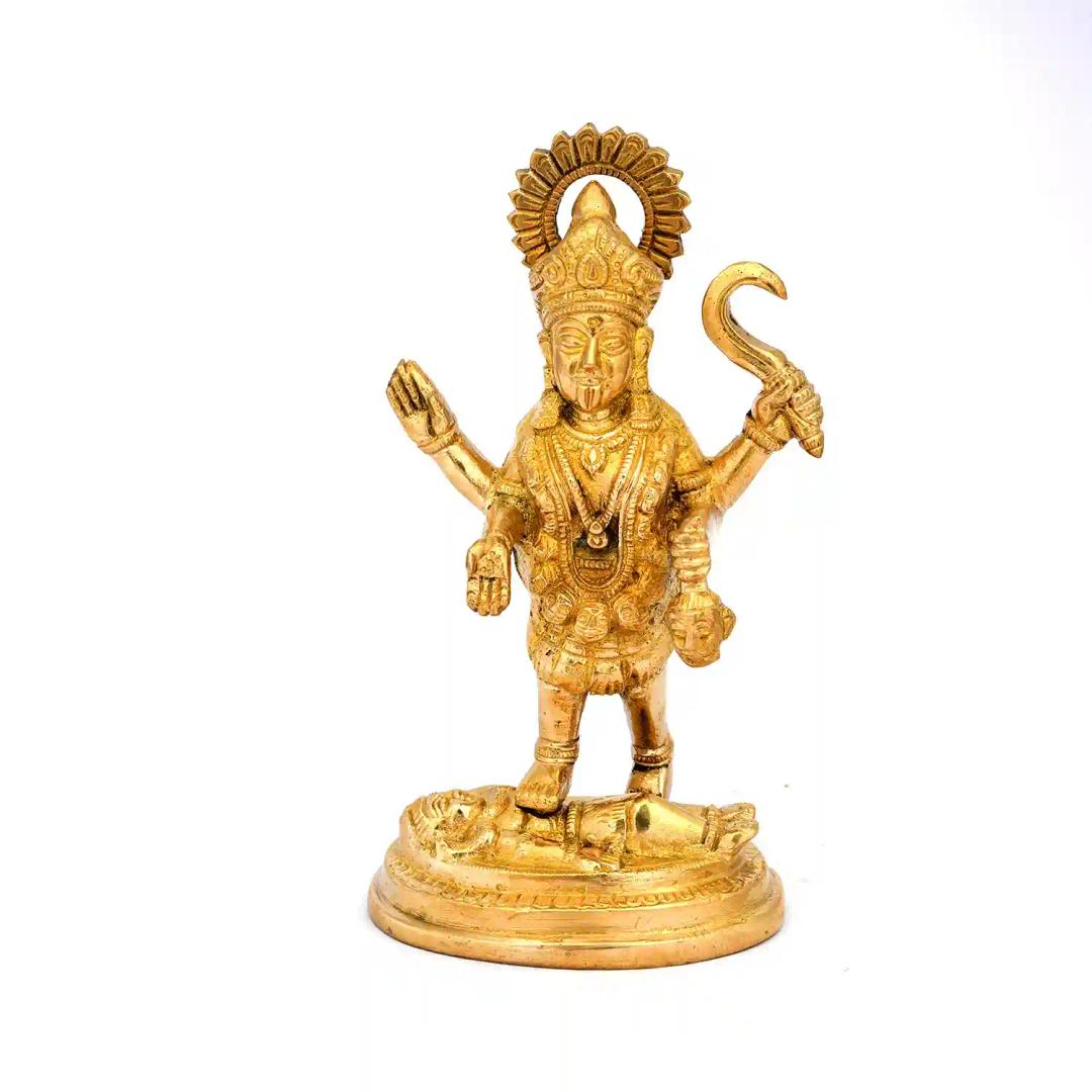 ALODIE- Brass Maa Kali , Antique Finished Brass Idol Maa Kali , Adi Shakti Ma Goddess Murti Idol Aadya Chamunda Kamakshi ,