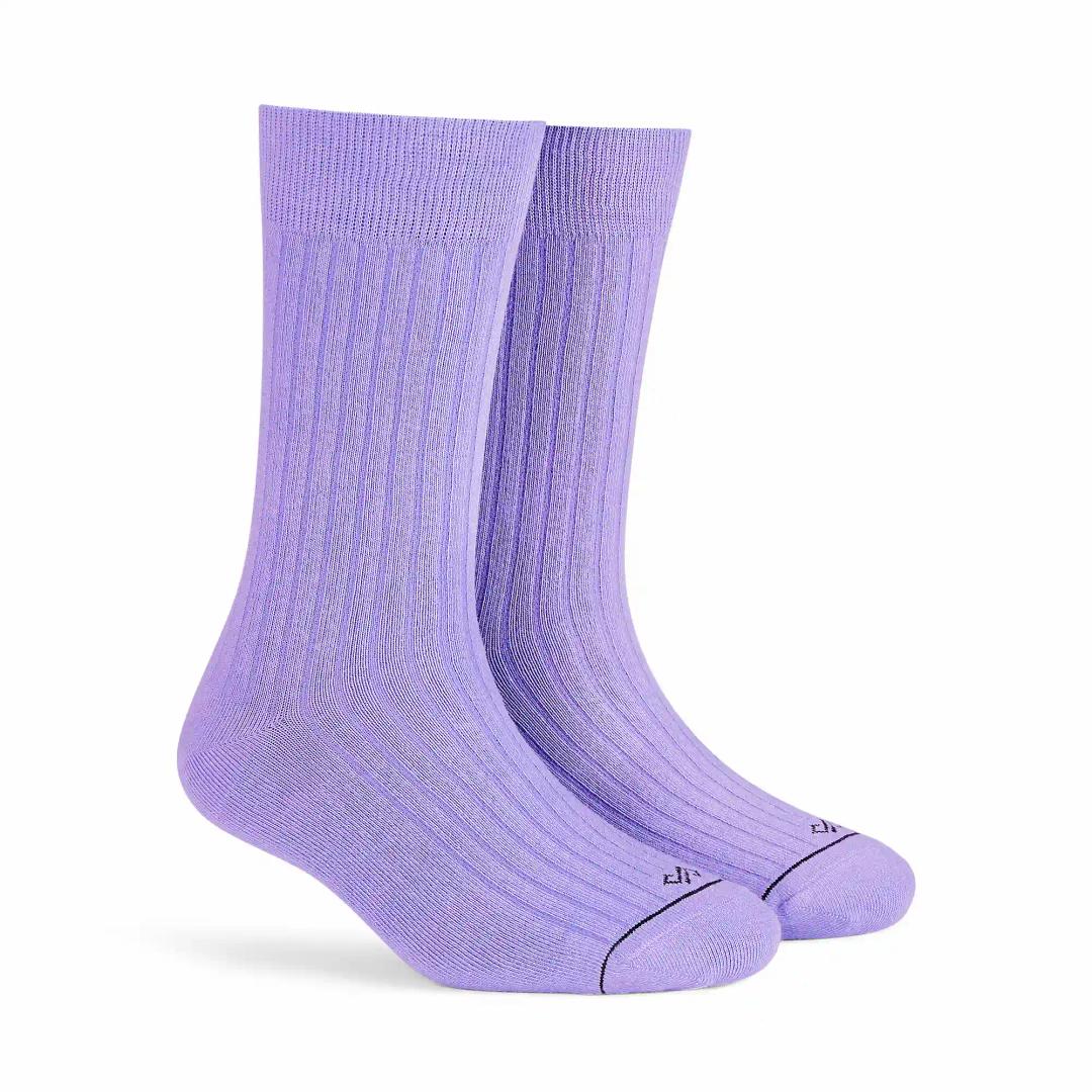 DYNAMOCKS Men's and Women's Combed Cotton Solid Crew Length Socks (Pack of 1) (Lavender, Free Size)