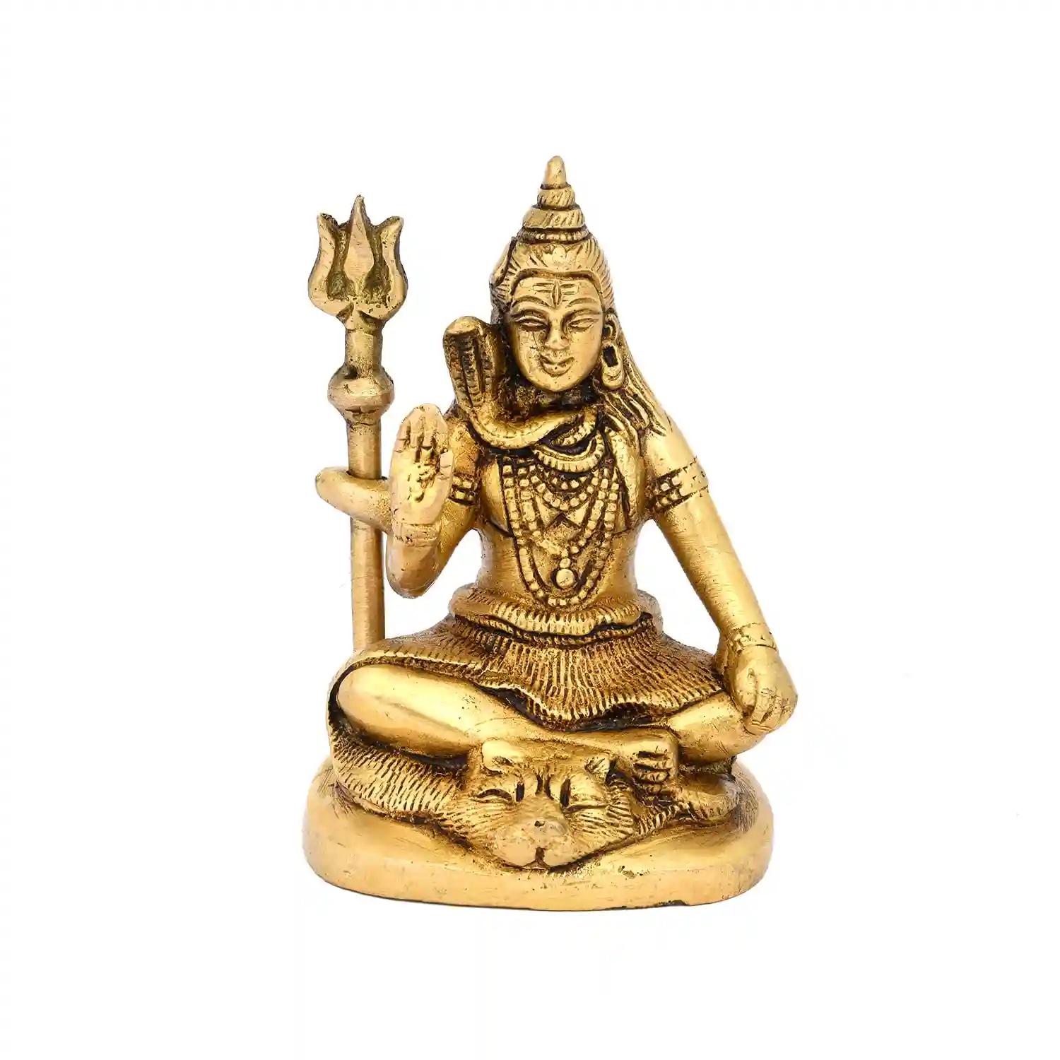 ALODIE- Brass Shiv Ji Idol , Bholenath ,Mahadev or Sitting Shankar ji Idol, Shiv Idol for Mandir Pooja Murti shivji murti Temple Puja Home Decor Office Showpiece