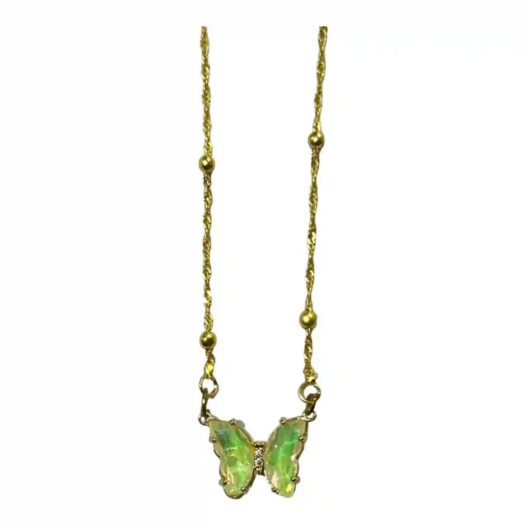 Light Green Butterfly Pendant with Chain