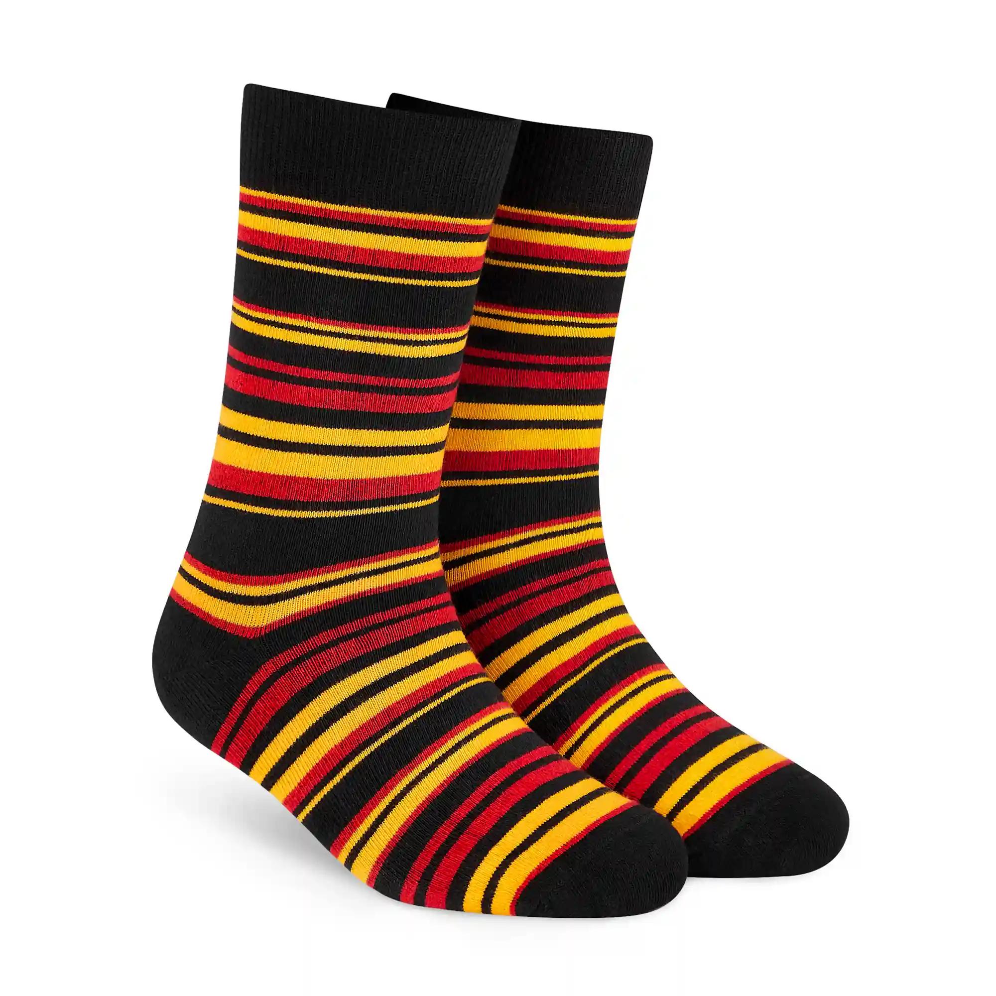 DYNAMOCKS Men's and Women's Combed Cotton Stripes Crew Length Socks (Pack of 1) (Multicolour, Free Size)-Crew_Stripes_17.0