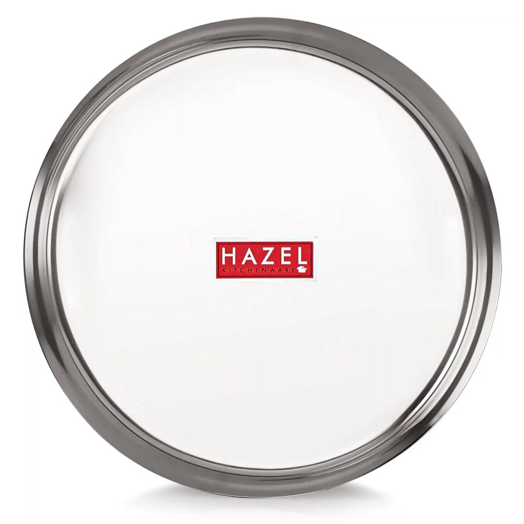 HAZEL Stainless Steel Dinner Set of 36 | Dinner Set Steel (6 Steel Plate, 6 Steel Glass, 12 Bowl, 6 Spoon Set, 6 Dessert Plate) 36 Pieces, Silver