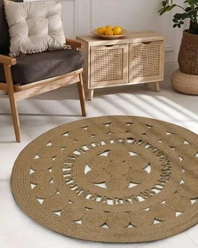 THE HOME TALK Natural Handcrafted Round Jute Rug-3FT|Traditional Carpet For Living Room, Kitchen, Entryway, Bedroom, Dining Room| Rustic Bohemian Decor| Durable, Sustainable, Anti-Skid Carpet for Centre Table