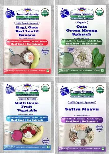 Tummyfriendly Foods Certified Stage 3 Porridge Mixes Trial Packs - Ragi, Multigrain, Oats, Sathu Maavu | Organic Baby Food For 8 Months Old Baby |4 Packs, 50G Each Cereal (200 G, Pack Of 4)