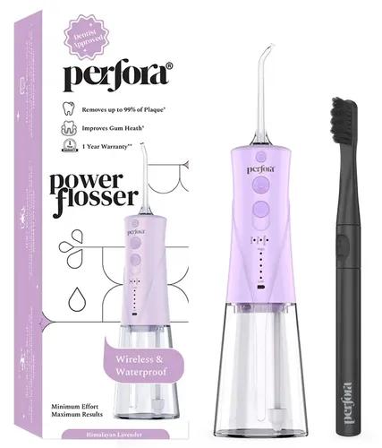 PERFORA Power Water Dental Flosser | 1 Year Warranty | Floss, Electric Toothbrush, Dental Flosser For Teeth Oral Care, 3 Modes - Electric Brush 001 & Flosser Combo | Himalayan Lavender & Charcoal Grey