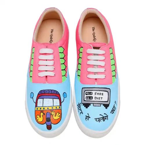 THE QUIRKY NAARI Meter se chaloge Sneakers in Eye-Catching Colors | Multicolor - 4 UK