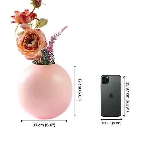 Behoma Metal Ball Flower Vase for Home Decor | Table Decorative Item for Bedroom Living Room Office Wedding | Best Gift for Birthday Anniversary Festival | Pink, Small