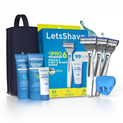 LetsShave Pro 6 Premium Portable Shaving Kit For Men | Complete Combo Kit