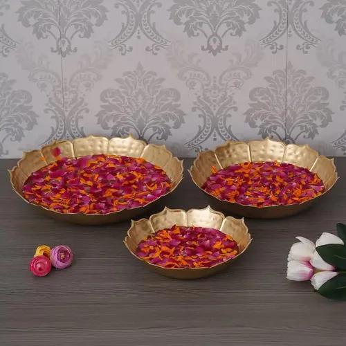 WEBELKART Premium Set of 3 Lotus Urli Bowl for Home Handcrafted Bowl for Floating Flowers for Home,Office and Table Decor| Diwali Decorations Items for Home