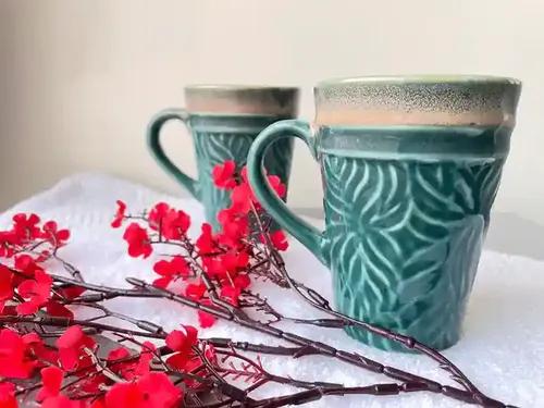 Heart Coffee Mugs - Teal Green