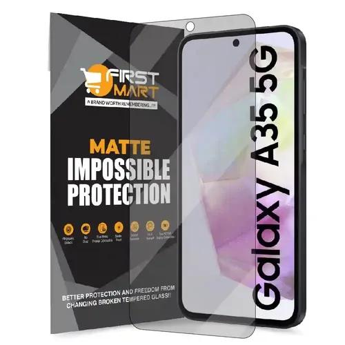 FIRST MART Screen Protector for Samsung Galaxy A35 5G - Impossible Fiber Case Friendly Screen Protection & Installation Kit (Matte)