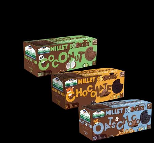 Tummy Friendly Foods Millet Cookies - Oat Choco, Chocolate & Coconut  - Pack Of 3 - 75G Each. Healthy Ragi Biscuits, Snacks For Baby, Kids & Adults