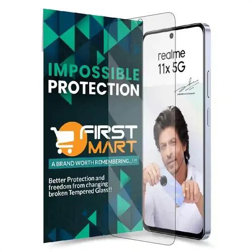 FIRST MART Screen Protector for Realme 11X 5G, Realme 11 and Narzo 60X 5G - Impossible Fiber Case Friendly Screen Protection & Installation Kit (Crystal Clear)