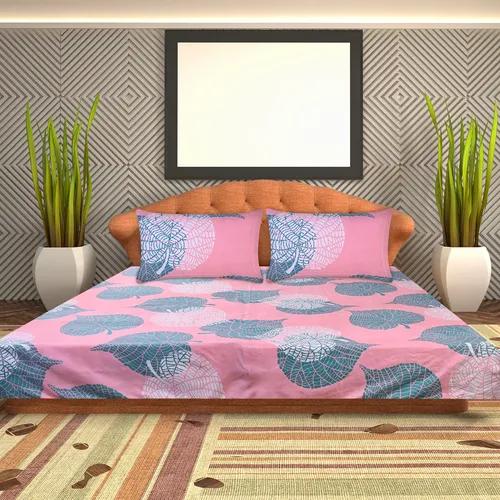 Microfiber 144 TC Double bed sheet with 2 Pillow Covers 220 cm x 244 cm, (Light Pink)