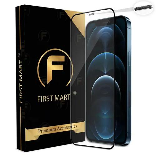 FIRST MART Premium Tempered Glass for iPhone 12 Pro/iPhone 12 Edge to Edge Screen Coverage and Speaker Mesh Dust Filter, Easy Installation Kit