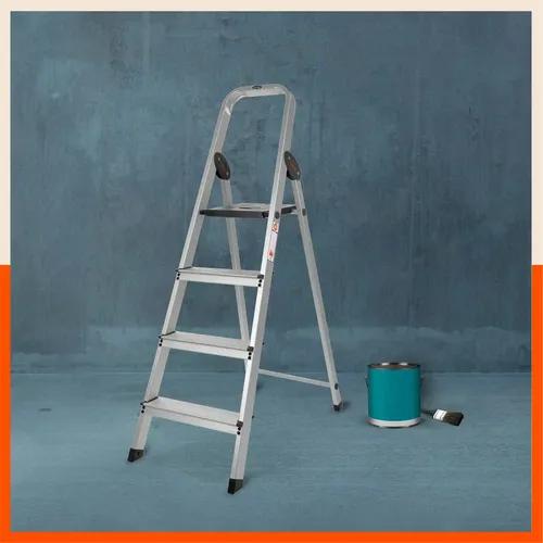 Bathla Advance Carbon - 4 Step Foldable Aluminium Ladder For Home (Black)