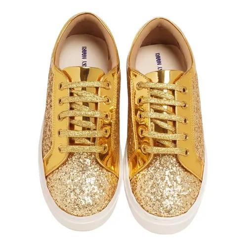 THE QUIRKY NAARI Glitterati Sneakers - Golden for The Luxurious Golden Look | Golden - 8 UK