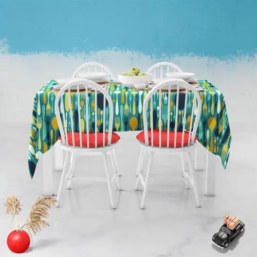 ArtzFolio Cutlery | Table Cloth Cover for Dining & Center Table | Washable Waterproof Polyester Fabric | 4-Seater Table; 42 x 63 inch (107 x 160 cms)