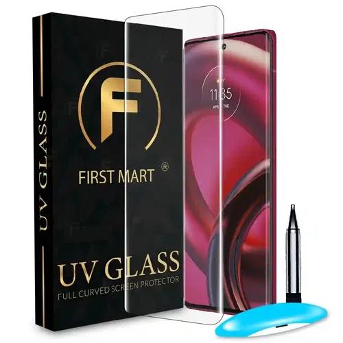 FIRST MART Tempered Glass for Motorola Edge 30 Fusion with Edge to Edge Full Screen Coverage and Easy UV Glue Installation Kit, Pack of 1