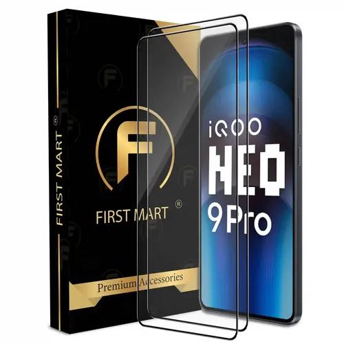 FIRST MART Premium Tempered Glass for iQOO Neo 9 Pro 5G, iQOO Z9 5G, iQOO 12 5G with Edge to Edge Coverage and Easy Installation Kit, Pack of 2