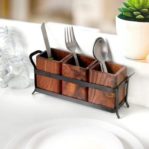 Craftykart Wood & Iron Cutlery Holder