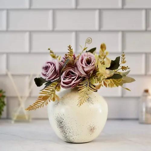 Behoma Metal Flower Vase for Home Decor | Table Decorative Item for Bedroom Living Room Office | Best Gift for Wedding Festivals Birthday | Off White Small 1PC (Flower not Included)