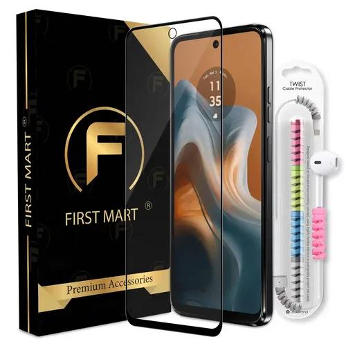 FIRST MART Premium Tempered Glass for Motorola G34 5G / G32 5G / G73 5G / G54 5G with Edge to Edge Coverage and Cable Protector and Easy Installation Kit, Pack of 1