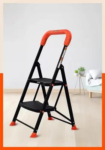 Bathla Ascend 2 Step Heavy Duty Steel Ladder for Home - Orange & Black