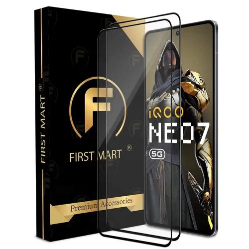 FIRST MART Premium Tempered Glass for iQOO Neo 7 5G / Neo 7 Pro 5G / iQOO 9T and 11 5G with Edge to Edge Coverage and Easy Installation Kit, Pack of 2