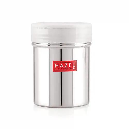 HAZEL Stainless Steel Powder Shaker and Plastic Lid Cap|Dredger Without Handle |Salt and Pepper Cellar Cocoa Chocolate Powder Shaker, 310 ML, Silver