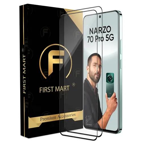 FIRST MART Premium Tempered Glass for Realme Narzo 70 Pro 5G with Edge to Edge Coverage and Easy Installation Kit, Pack of 2