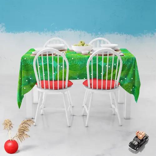 ArtzFolio Green Bubble | Table Cloth Cover for Dining & Center Table | Washable Waterproof Polyester Fabric | 6-Seater Table; 48 x 72 inch (122 x 183 cms)