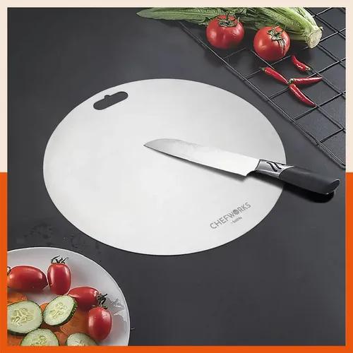 ENOX Stainless Steel Chopping Board | Circular For Home (Size: 350mm Diameter, Thickness: 1.5mm)