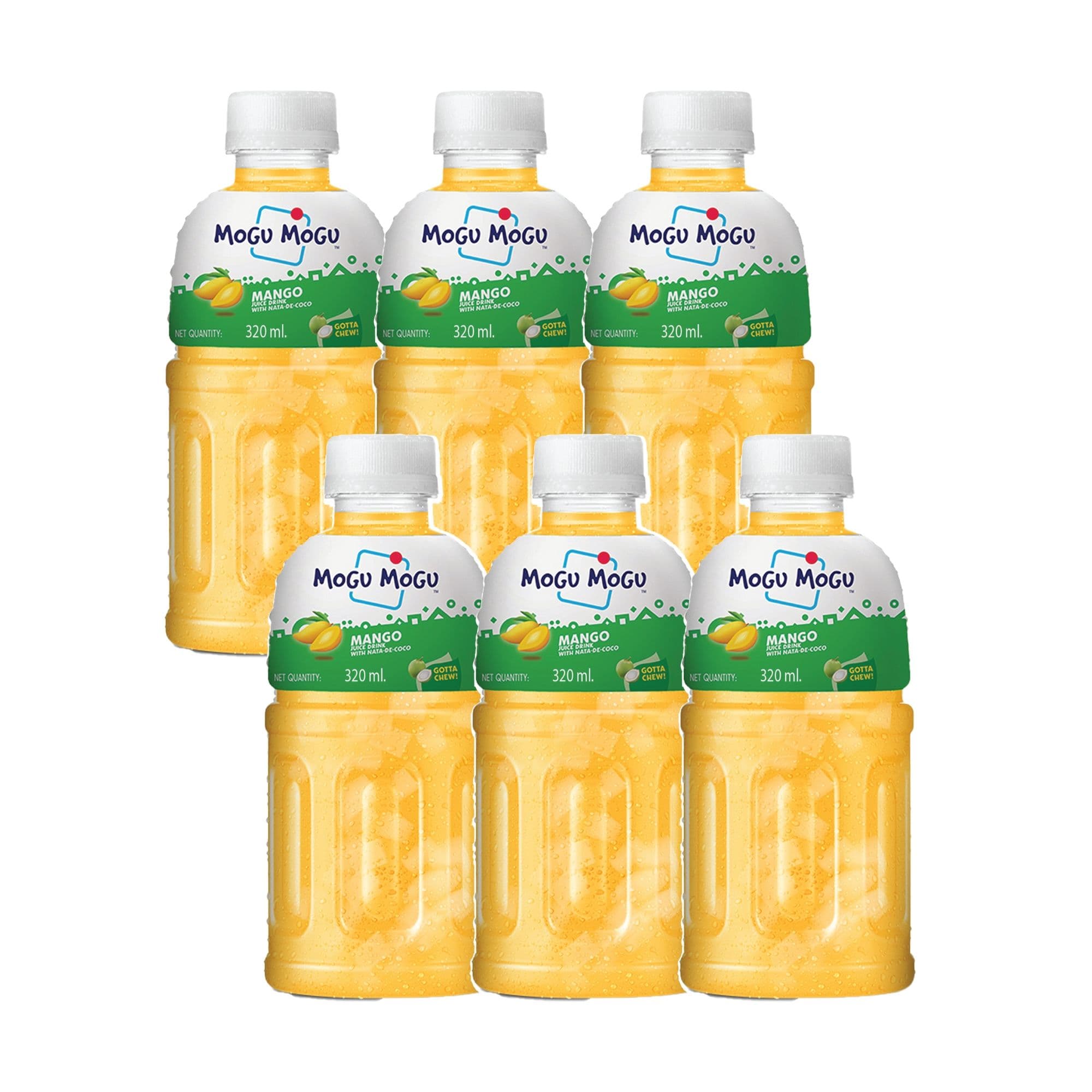 Mogu Mogu Mango Juice 25% with Nata De Coco 320ml (Pack of 6)
